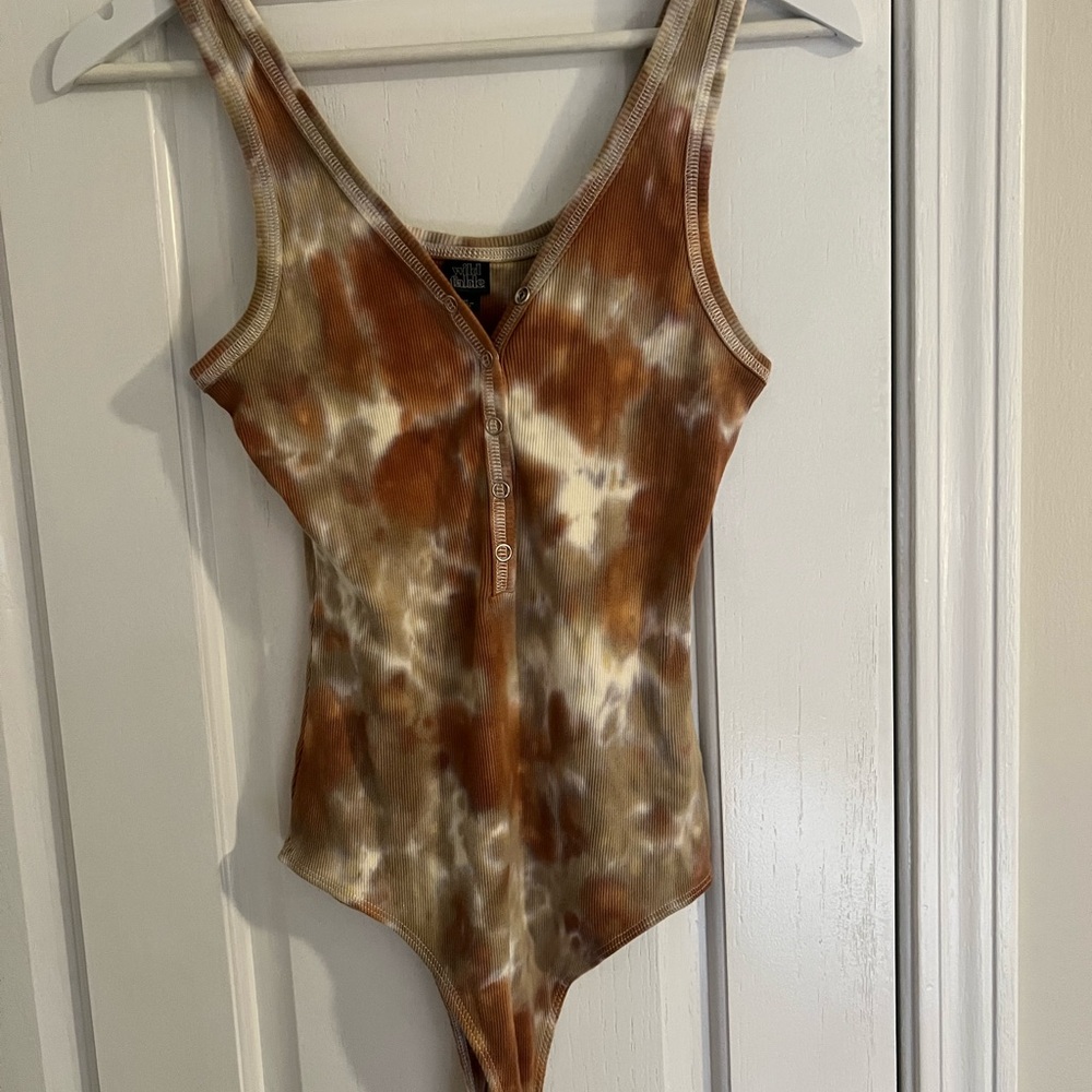 Tie-Dye Brown & Cream Bodysuit